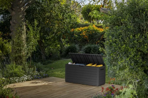 Keter ATLAS kerti tároló box – 270 L, műanyag párnatartó, grafit