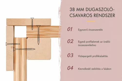 Karibu "Nordic 3" kültéri hordóház szauna 4-5 fő részére – kályha nélkül