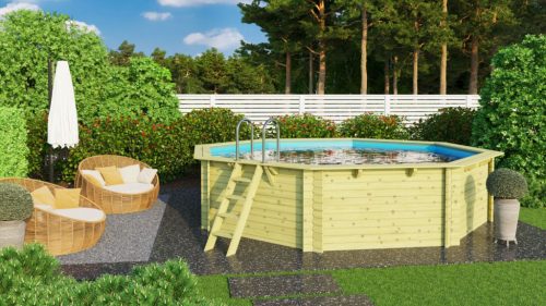 Karibu „3-es medence modell” fából (nyomáskezelt) 5,1x5,1 m