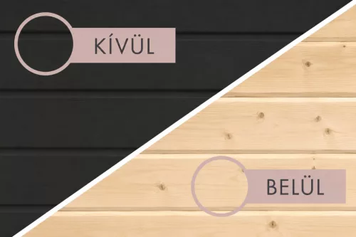 Karibu Monterey kültéri szaunaház előszobával 5 fő részére – kályha nélkül, Fekete színben