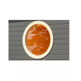   Karibu kerek, átlátszó üveges szaunaablak 38 mm-es szaunákhoz-Elefántcsontfehér