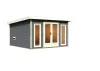 Karibu Mainburg 3. kültéri szaunaház "A készlet" 4 fő részére- szürke színben, kályha nélkül, előszobával
