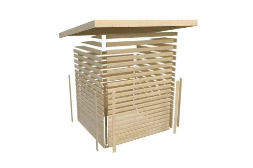 Karibu Urban 3. fából készült kerékpártároló, ferde tetővel, Natúr színben, 162,5 cm × 216,5 cm