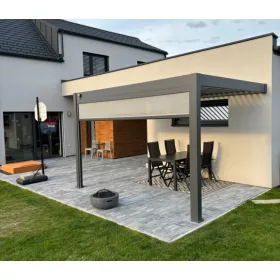   Rojaplast intro plus alumínium bioklimatikus pergola, falhoz rögzíthető 4 X 3 méteres - szürke antracit