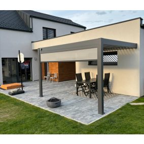   Rojaplast intro plus alumínium bioklimatikus pergola, falhoz rögzíthető 4 X 3 méteres - szürke antracit