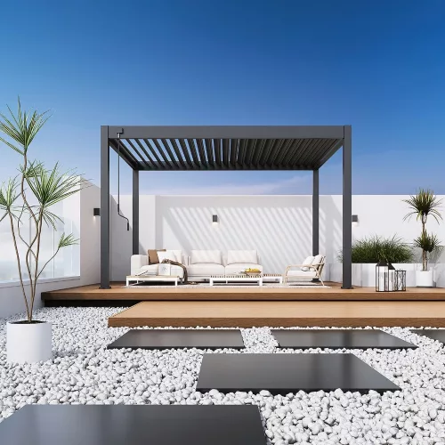 Rojaplast intro neo alumínium bioklimatikus pergola, szabadon álló 4 X 3 méteres - szürke antracit