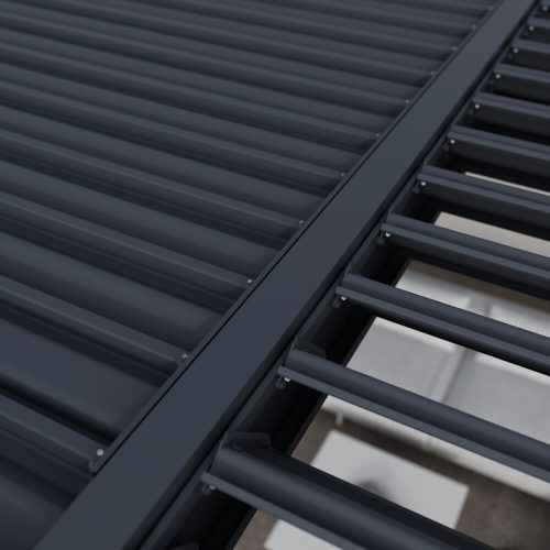 Rojaplast INTRO DUO bioklimatikus pergola 4×4 m – alumínium, falhoz rögzíthető, antracit színben