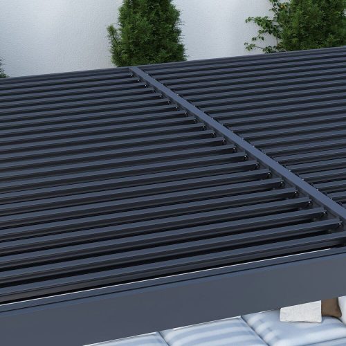 Rojaplast INTRO DUO bioklimatikus pergola 4×4 m – alumínium, falhoz rögzíthető, antracit színben