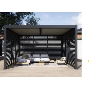   Rojaplast Intro Duo osztott tetős, bioklimatikus pergola, alumínium - szabadon álló - 4 x 4 méteres, szürke antracit