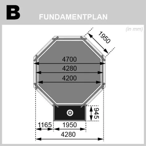 Karibu „2-es medence modell” fából (nyomáskezelt) 4,3x4,3 m kis terasszal