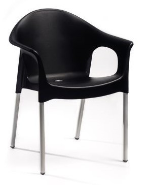 ROJAPLAST Lisa műanyag kerti karfás szék, fekete