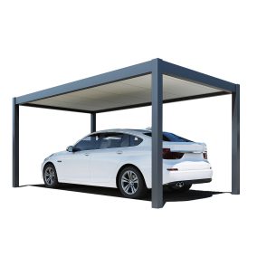   Rojaplast Prestige alumínium autóbeálló, pergola, PU hab szendvicspanel tető, szabadon álló 5,3 x 3 méteres, szürke antracit