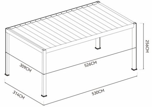Rojaplast Prestige alumínium autóbeálló, pergola, PU hab szendvicspanel tető, szabadon álló 5,3 x 3 méteres, szürke antracit