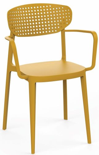 Rojaplast Aire műanyag kartámaszos kerti szék - mustársárga
