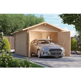   Karibu 28 mm-es fa garázs, nyeregtetős rönkház, 297x447 cm