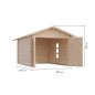   Karibu 28 mm-es fa garázs, nyeregtetős rönkház, 297x447 cm