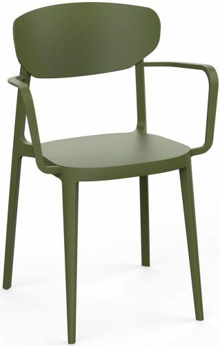 Rojaplast MARE műanyag kartámaszos kerti szék - olivazöld