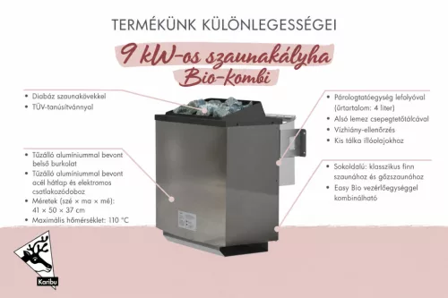 Karibu 9 kW-os Bio-kombi szaunakályha