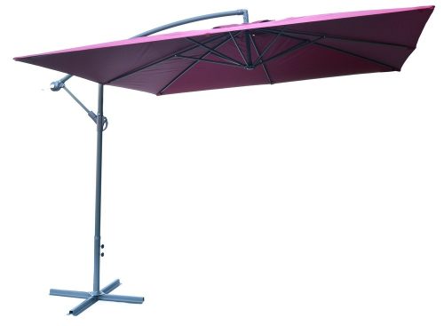 ROJAPLAST 8080 függő napernyő, hajtókarral - bordó - 270 x 270 cm - vízálló 