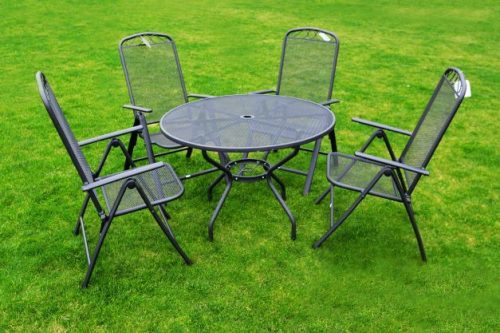 Rojaplast zwmt-51 fém kerti körasztal, napernyőlyukkal - fekete