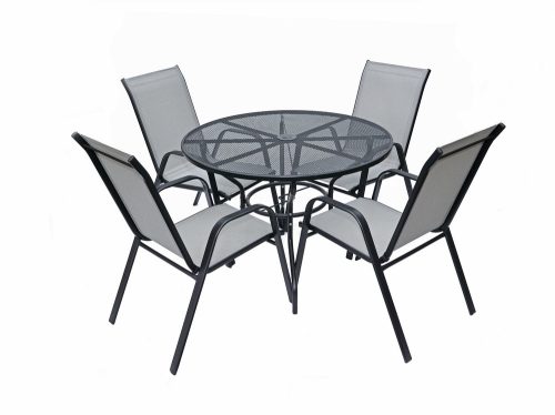 Rojaplast zwmt-51 fém kerti körasztal, napernyőlyukkal - fekete