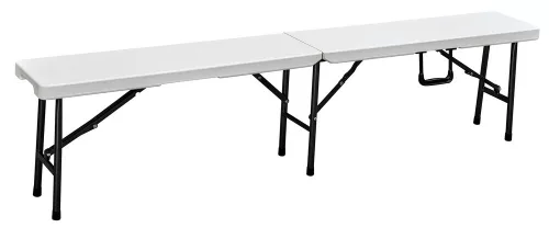 Rojaplast összecsukható, hordozható műanyag pad, 180 cm - fehér