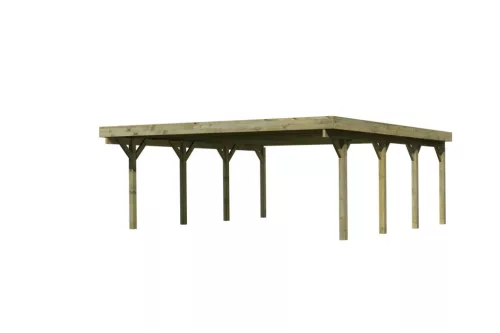Karibu Classic 2. dupla fa autóbeálló, fedett kocsibeálló, 0,8 mm-es PVC tetőfedő lemezzel, 563 cm x 586 cm