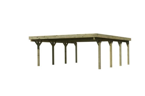 Karibu Classic 2. dupla fa autóbeálló, fedett kocsibeálló, 0,5 mm-es acél tetőfedő lemezzel, 563 cm x 586 cm