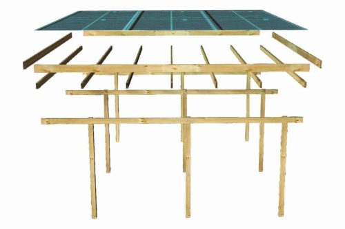 Karibu Basic 1. dupla fa autóbeálló, fedett kocsibeálló, 527 cm x 387 cm