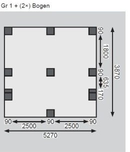 Karibu Basic 1. dupla fa autóbeálló, fedett kocsibeálló, bejárati boltívvel, 527 cm x 387 cm
