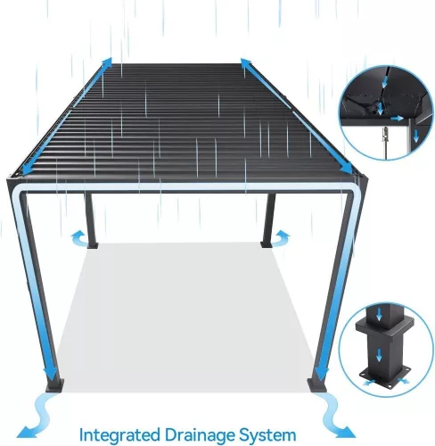 Rojaplast intro plus alumínium bioklimatikus pergola falhoz rögzíthető, 6 X 3 méteres - szürke antracit