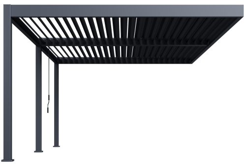 Rojaplast INTRO DUO bioklimatikus pergola 6×4 m – alumínium, falhoz rögzíthető, antracit színben