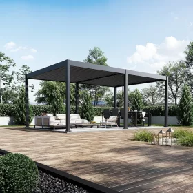   Rojaplast Intro Duo osztott tetős, bioklimatikus pergola, alumínium - szabadon álló - 6 x 4 méteres, szürke antracit