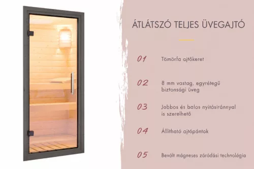 Karibu Hytti 6. kültéri szaunaház 5 fő részére-Antracit színben, előszobával, kályha nélkül