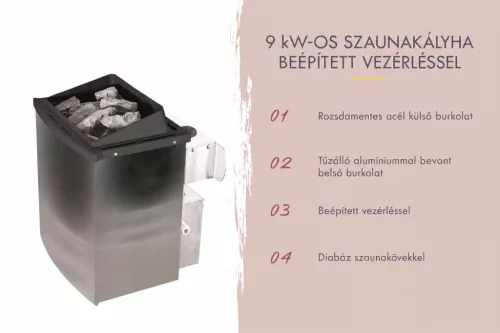 Karibu 9 kW-os Finn szaunakályha beépített vezérléssel