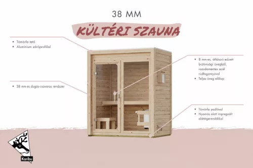 Karibu Hycore 3. kültéri szaunaház 6 fő részére- kályha nélkül