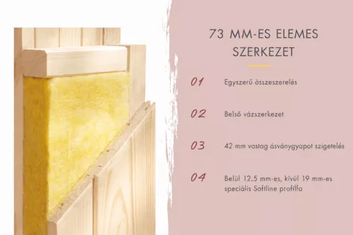 Karibu Delano kültéri szaunaház 5 fő részére- Fekete színben,kályha nélkül, előszobával