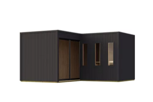 Karibu Paradise nagyméretű kültéri szaunaház 5 fő részére-Fekete színben,  kályha nélkül, előszobával