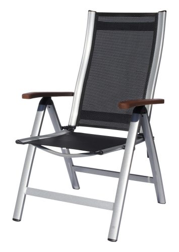SUN GARDEN Ass comfort összecsukható, exkluzív alu. kerti szék - fekete/ezüst