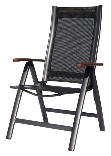 SUN GARDEN Ass comfort összecsukható, exkluzív alu. kerti szék - antracit/fekete