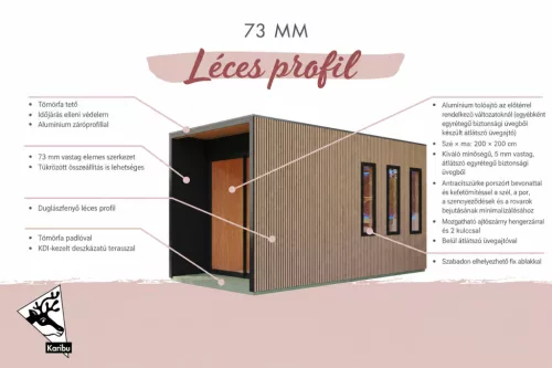 Karibu Miramar kültéri szaunaház 5 fő részére-Duglászfenyőből, kályha nélkül, előszobával