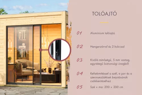 Karibu Monterey kültéri szaunaház 5 fő részére- Duglászfenyőből, kályha nélkül, 2 előszobával