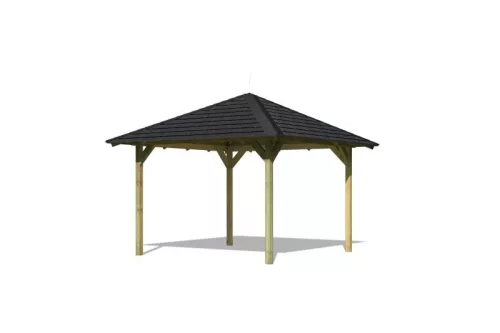 Karibu Cordoba fa kerti pavilon / fekete zsindelytetővel, 289 cm x 289 cm