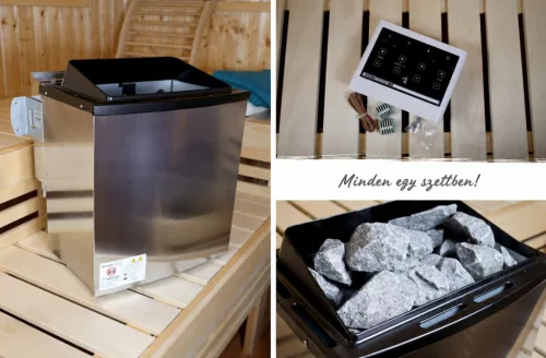 Karibu 11 kW-os bio kombi szauna kályha + Easy Bio vezérlőegység + 18 KG szaunakő