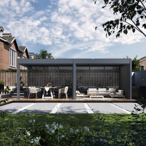 Rojaplast Intro Duo bioklimatikus alumínium pergola - szabadon álló - 7,2 x 3,6 méteres, szürke antracit