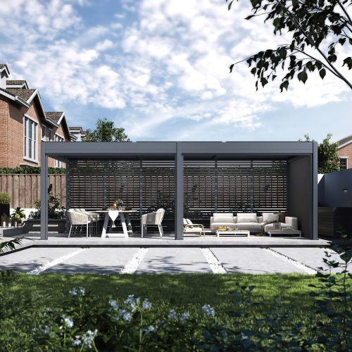 Rojaplast Intro Duo bioklimatikus alumínium pergola - szabadon álló - 7,2 x 3,6 méteres, szürke antracit