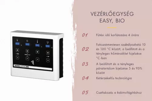 Karibu 9 kW-os bio kombi szauna kályha + Easy Bio vezérlőegység + 18 KG szaunakő