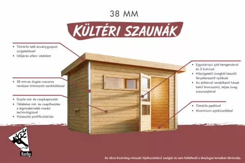 Karibu Cuben kültéri szaunakabin 5 fő részére – Szürke színben,kályha nélkül, előszobával
