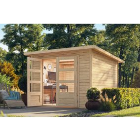   Karibu Stockach 4. kerti ház, kerti tároló, natúr fából 246 cm x 246 cm