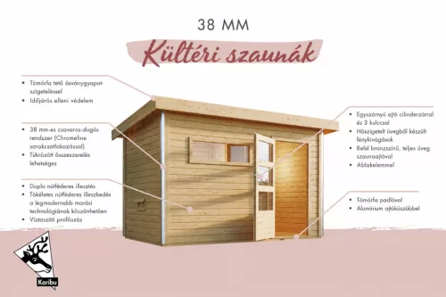 Karibu Skrollan 1. kerti szaunaház 4 fő részére- Natúr színben, kályha nélkül, előszobával